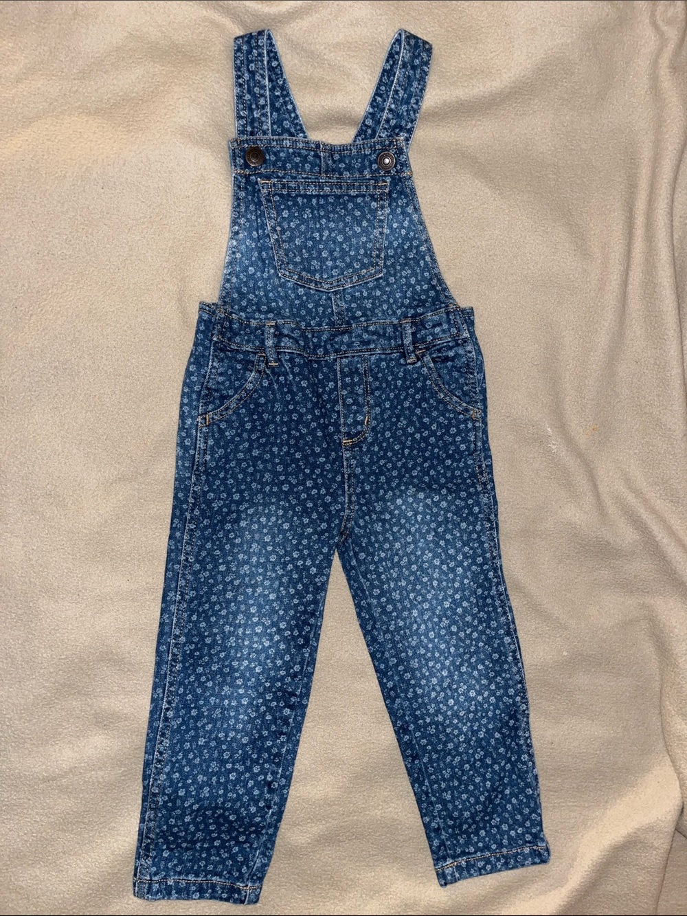 Old Navy Blue Floral Print Denim Overalls for Kids